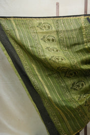 Moss Green HBP Cotton Silk Saree With Chanderi Border - SRMGCSS1218
