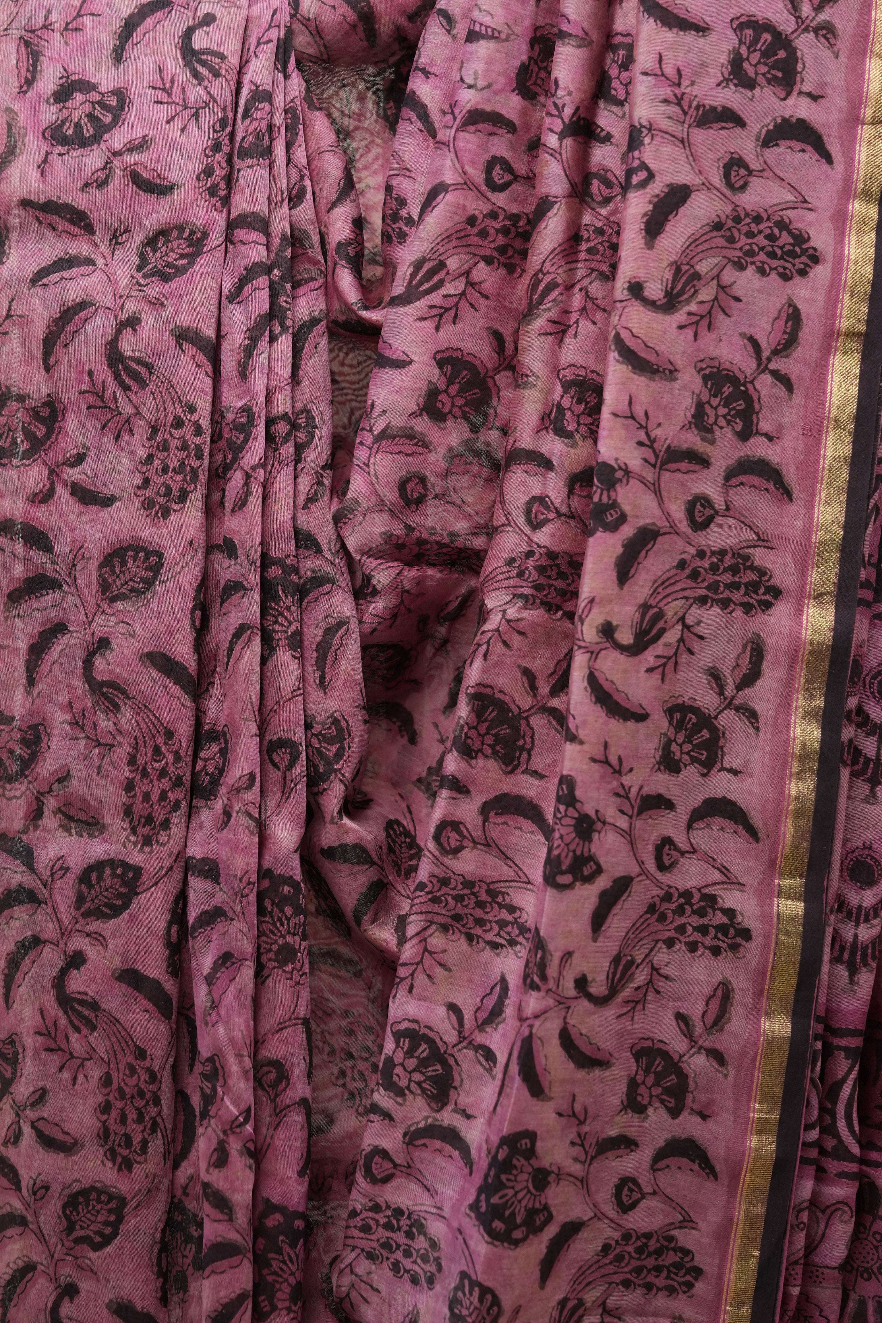 Coral Pink HBP Cotton Silk Saree With Chanderi Border - SRCPCSS1215