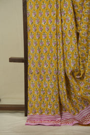Yellow HBP Cotton Saree - SRYCS3748