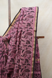 Coral Pink HBP Cotton Silk Saree With Chanderi Border - SRCPCSS1215