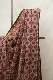 Light Brown HBP Cotton Silk Saree With Chanderi Border - SRLBCSS1216