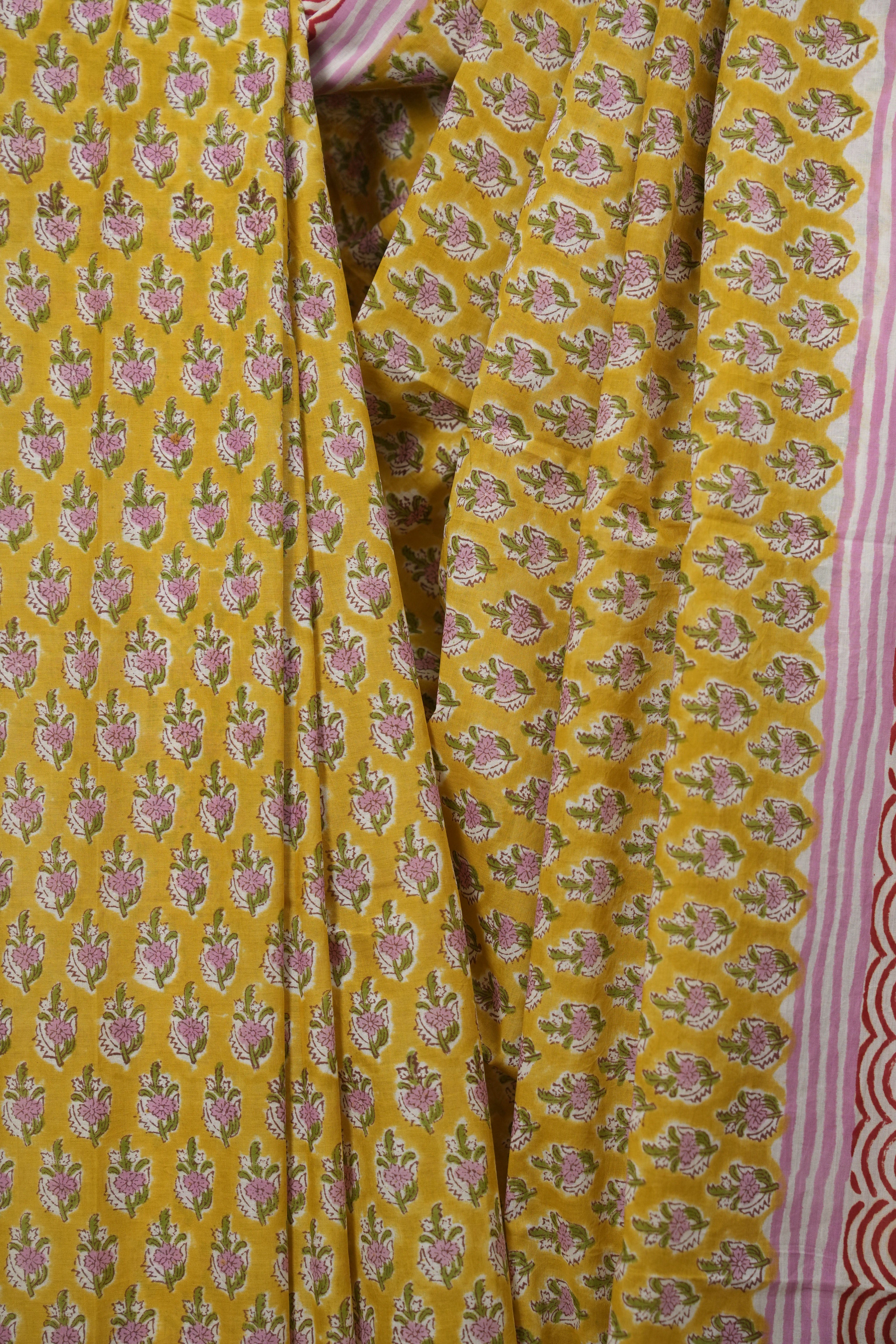 Yellow HBP Cotton Saree - SRYCS3748
