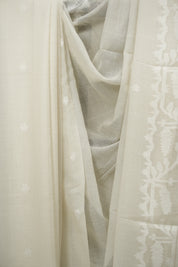White Bengal Mul Cotton Saree - SRWBMCS080