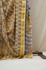 Yellow HBP Cotton Silk Saree With Maheshwari Border - SRYCSS1204