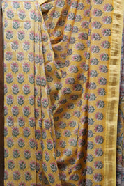 Yellow HBP Cotton Silk Saree With Maheshwari Border - SRYCSS1204