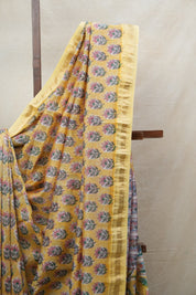 Yellow HBP Cotton Silk Saree With Maheshwari Border - SRYCSS1204