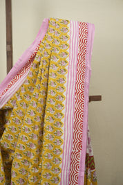 Yellow HBP Cotton Saree - SRYCS3748