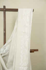 White Bengal Mul Cotton Saree - SRWBMCS080