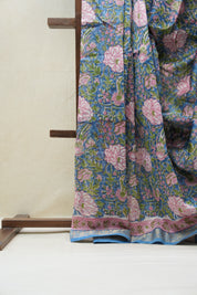 Blue HBP Cotton Silk Saree With Maheshwari Border - SRBCSS1214