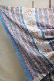 Blue HBP Cotton Silk Saree With Maheshwari Border - SRBCSS1214