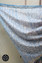 Blue HBP Cotton Silk Saree With Maheshwari Border - SRBCSS1214