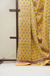 Yellow HBP Cotton Silk Saree With Maheshwari Border - SRYCSS1223