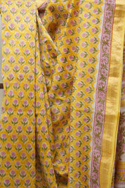 Yellow HBP Cotton Silk Saree With Maheshwari Border - SRYCSS1223