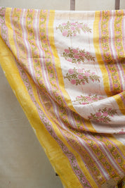 Yellow HBP Cotton Silk Saree With Maheshwari Border - SRYCSS1223