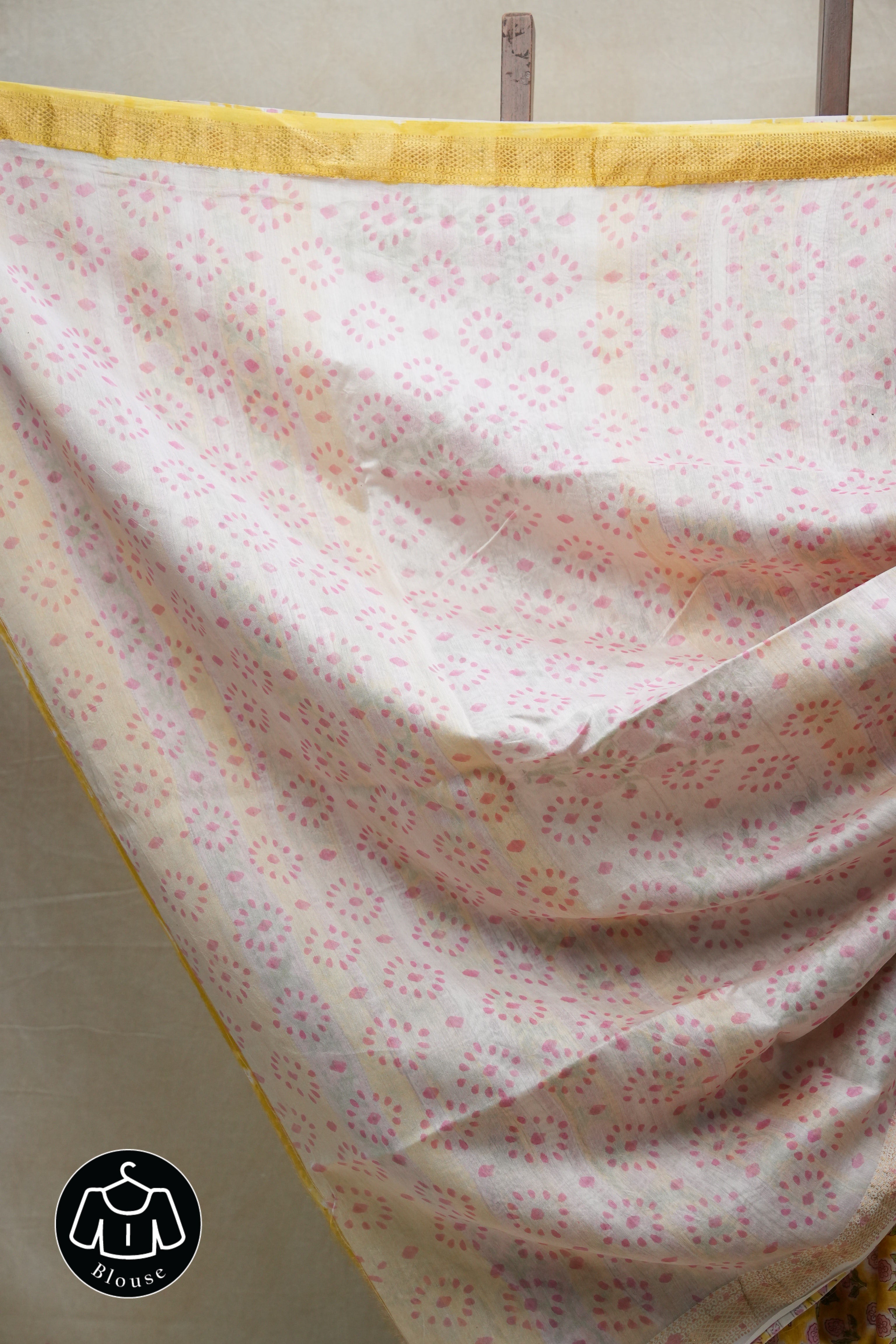 Yellow HBP Cotton Silk Saree With Maheshwari Border - SRYCSS1223