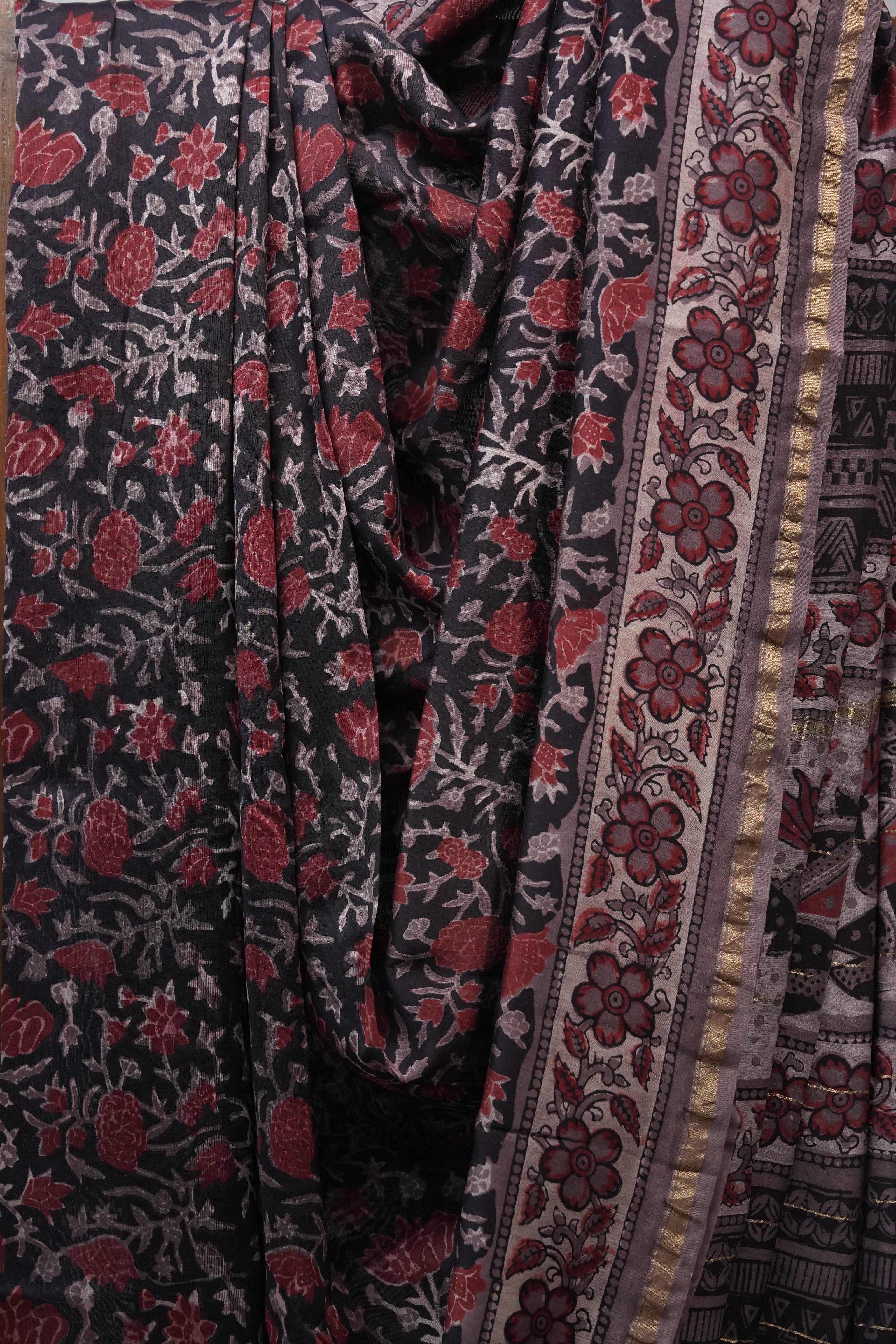 Black HBP Chanderi Cotton Silk Saree With Chanderi Border - SRBCS1103