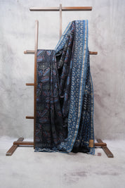 Black HBP Chanderi Cotton Silk Saree With Chanderi Border - SRBCSS1099