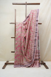 Pink HBP Cotton Silk Saree With Maheshwari Border - SRPCSS1197