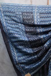 Black HBP Chanderi Cotton Silk Saree With Chanderi Border - SRBCSS1099