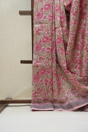 Pink HBP Cotton Silk Saree With Maheshwari Border - SRPCSS1197