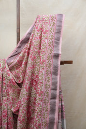 Pink HBP Cotton Silk Saree With Maheshwari Border - SRPCSS1197