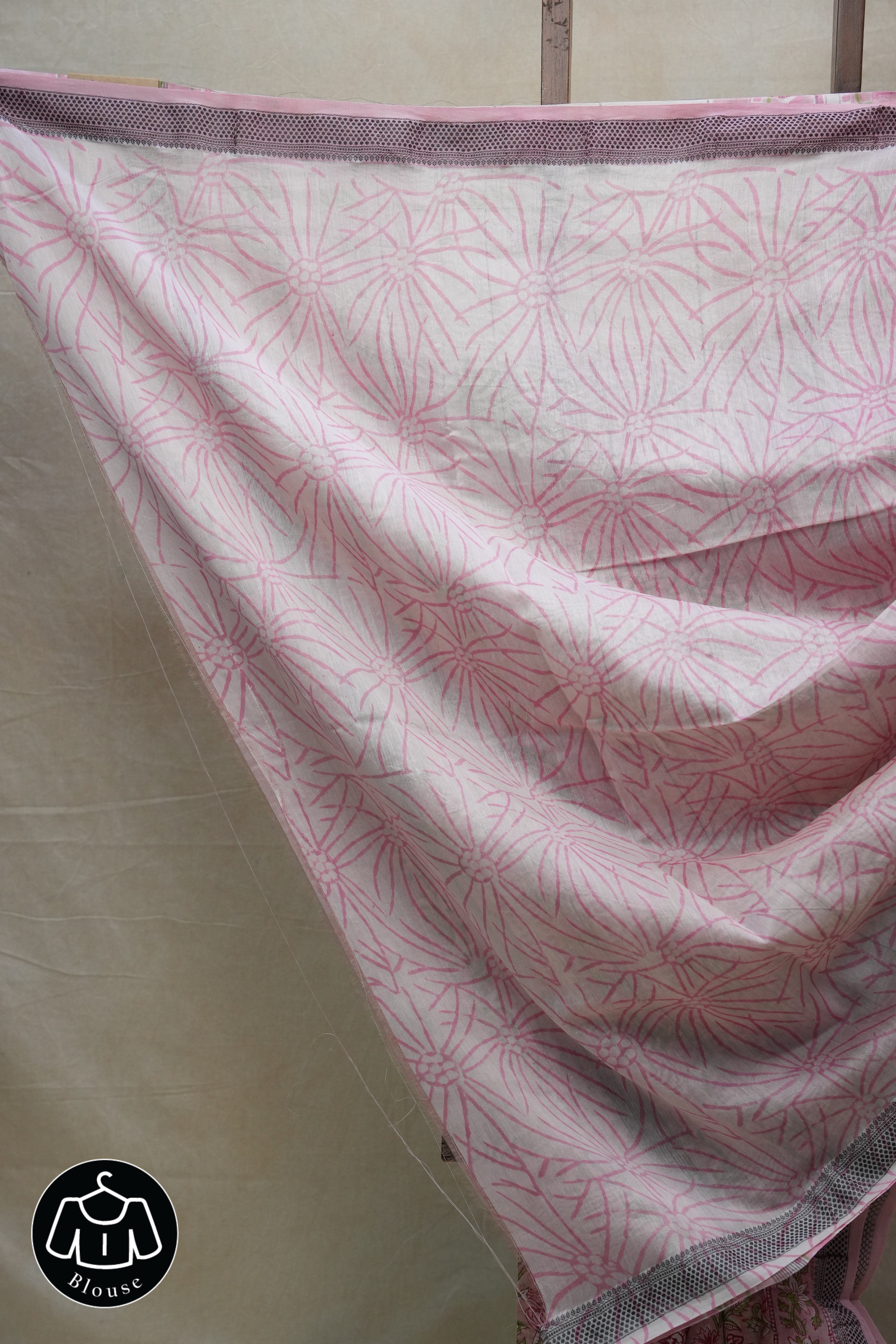 Pink HBP Cotton Silk Saree With Maheshwari Border - SRPCSS1197