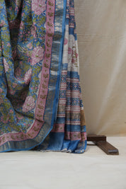 Blue HBP Cotton Silk Saree With Maheshwari Border - SRBCSS1205