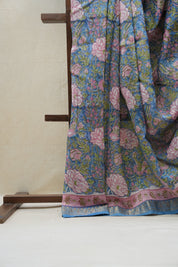 Blue HBP Cotton Silk Saree With Maheshwari Border - SRBCSS1205