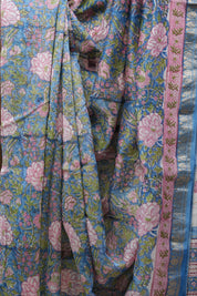 Blue HBP Cotton Silk Saree With Maheshwari Border - SRBCSS1205