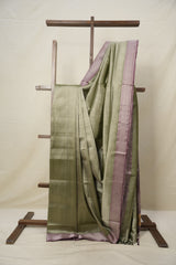 Sage Green Mangalgiri Silk Saree - SRSGMSS005