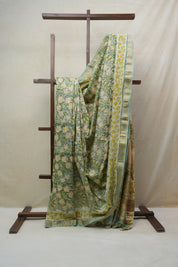 Mint Green HBP Cotton Silk Saree With Maheshwari Border - SRMGCSS1207