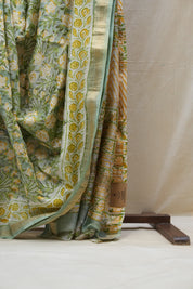 Mint Green HBP Cotton Silk Saree With Maheshwari Border - SRMGCSS1207