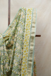 Mint Green HBP Cotton Silk Saree With Maheshwari Border - SRMGCSS1207