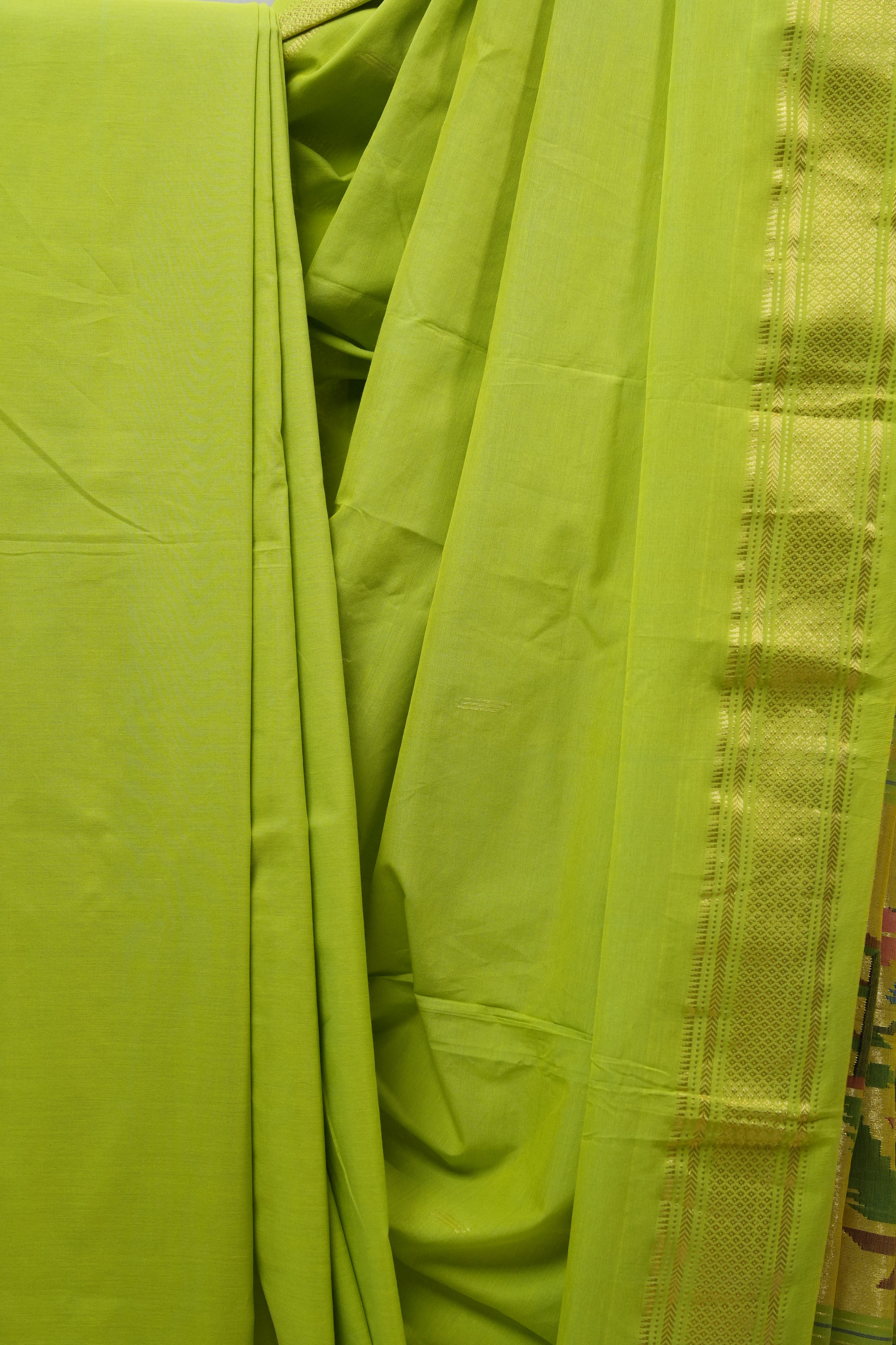 Green Cotton Paithani Saree - SRGCPS565