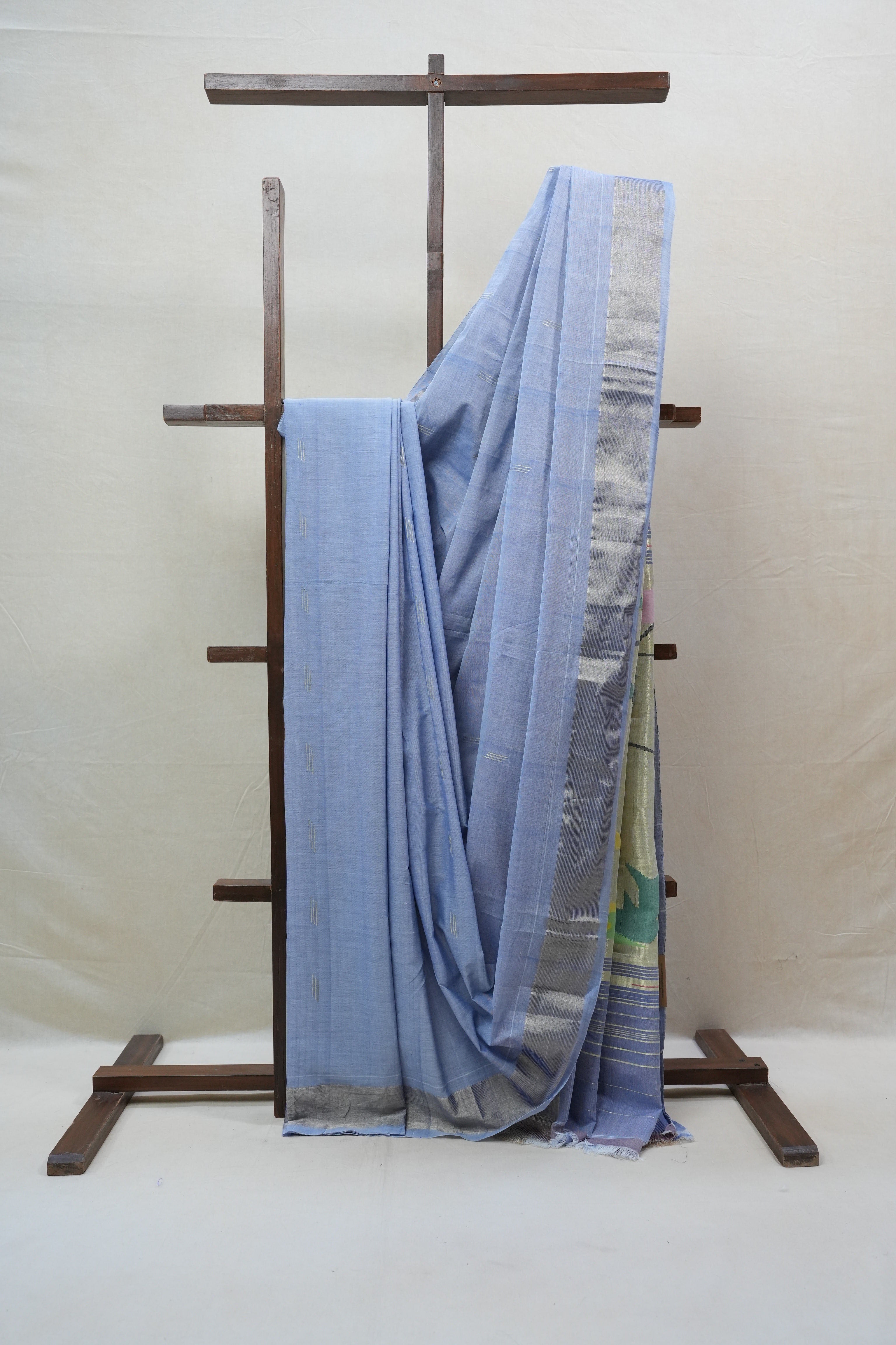 Blue Cotton Paithani Saree - SRBCPS566
