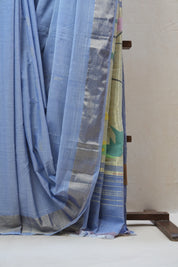 Blue Cotton Paithani Saree - SRBCPS566