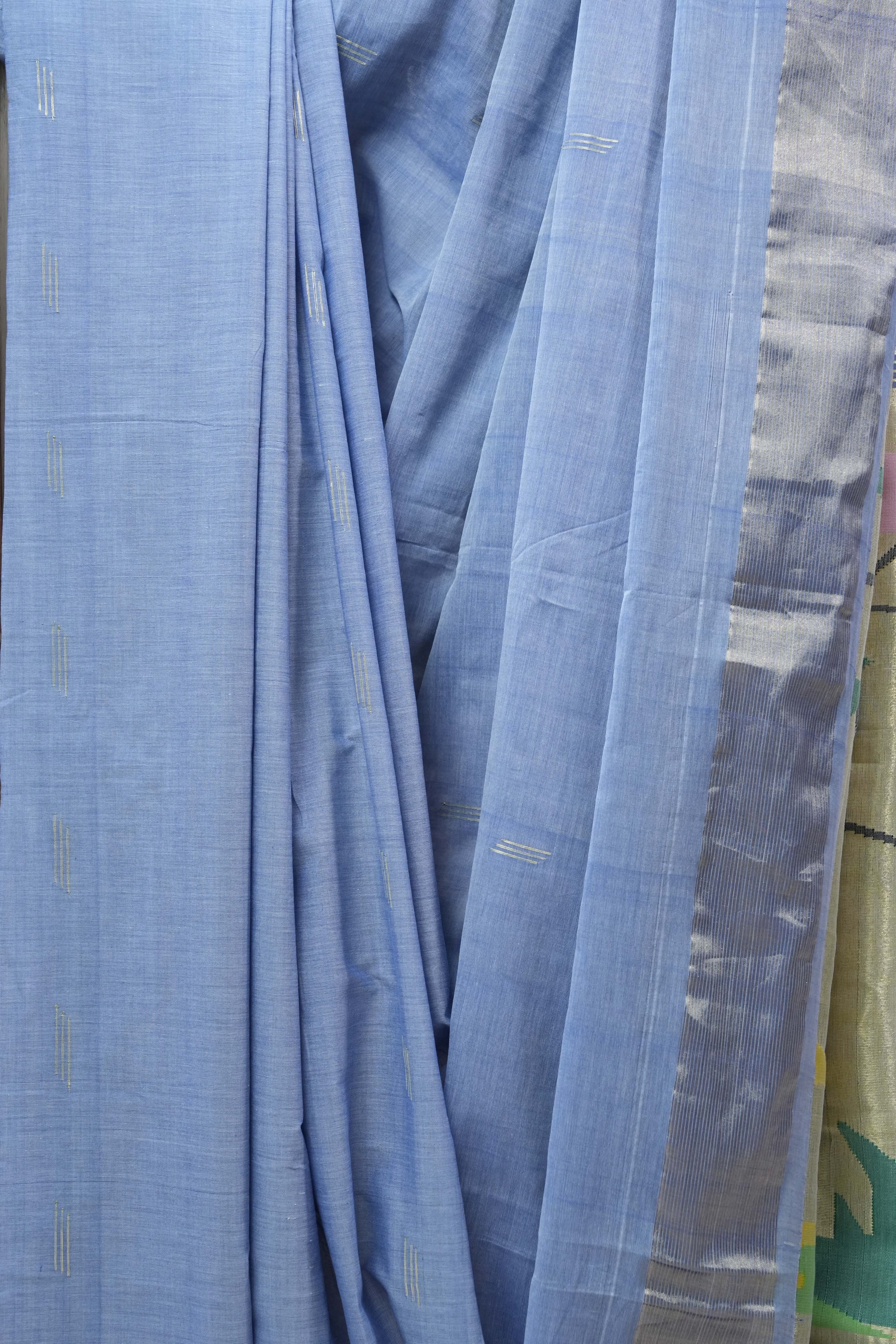 Blue Cotton Paithani Saree - SRBCPS566
