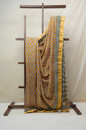 Yellow HBP Cotton Silk Saree With Maheshwari Border - SRYCSS1213