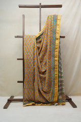 Yellow HBP Cotton Silk Saree With Maheshwari Border - SRYCSS1213