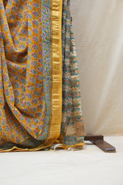 Yellow HBP Cotton Silk Saree With Maheshwari Border - SRYCSS1213