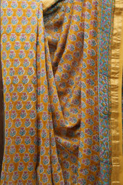 Yellow HBP Cotton Silk Saree With Maheshwari Border - SRYCSS1213