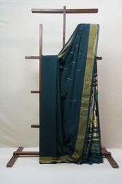 Dark Green Cotton Paithani Saree - SRDGCPS567