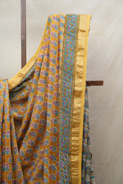 Yellow HBP Cotton Silk Saree With Maheshwari Border - SRYCSS1213