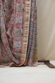 Brown HBP Cotton Silk Saree With Maheshwari Border - SRBCSS1198