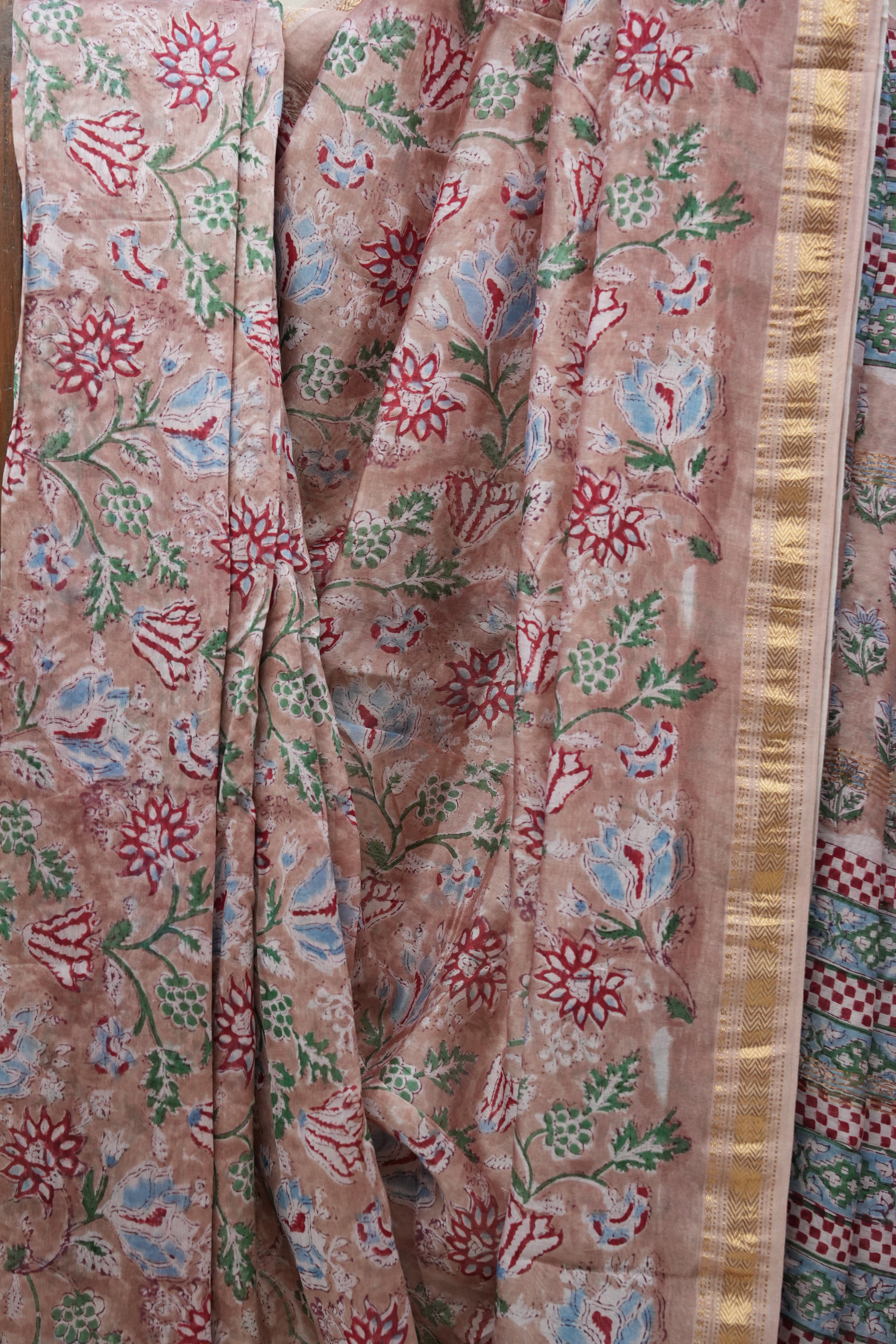 Brown HBP Cotton Silk Saree With Maheshwari Border - SRBCSS1198