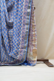 Blue HBP Cotton Silk Saree With Maheshwari Border - SRBCSS1203