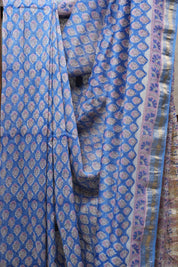 Blue HBP Cotton Silk Saree With Maheshwari Border - SRBCSS1203