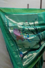 Green Cotton Paithani Saree - SRGCPS570
