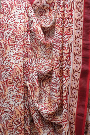 White-Peach HBP Cotton Silk Saree With Maheshwari Border - SRWPCSS1220