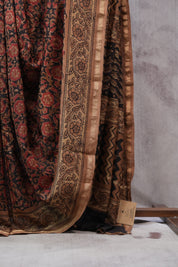 Black HBP Chanderi Cotton Silk Saree With Chanderi Border - SRBCS1129